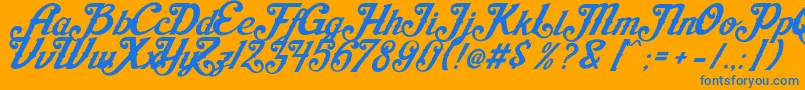 AishaScript Font – Blue Fonts on Orange Background