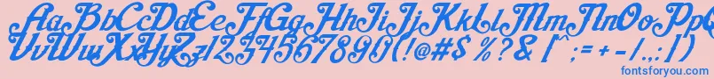 AishaScript Font – Blue Fonts on Pink Background