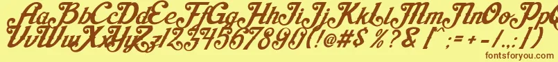 AishaScript Font – Brown Fonts on Yellow Background