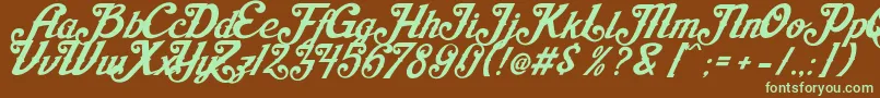 AishaScript Font – Green Fonts on Brown Background