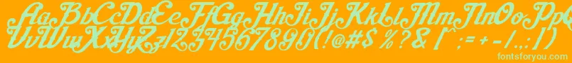 AishaScript Font – Green Fonts on Orange Background