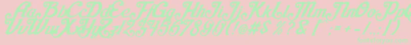 AishaScript Font – Green Fonts on Pink Background