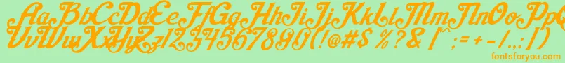 AishaScript Font – Orange Fonts on Green Background