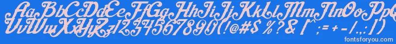 AishaScript Font – Pink Fonts on Blue Background