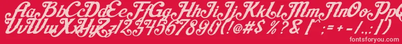 AishaScript Font – Pink Fonts on Red Background