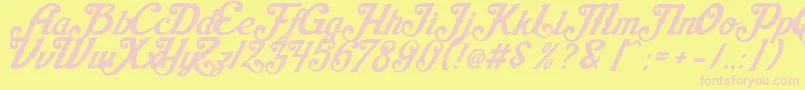 AishaScript Font – Pink Fonts on Yellow Background