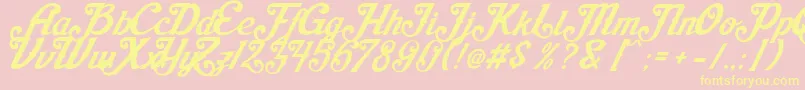 AishaScript-Schriftart – Gelbe Schriften auf rosa Hintergrund