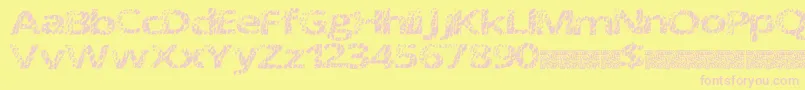 Doctormeow-fontti – vaaleanpunaiset fontit keltaisella taustalla