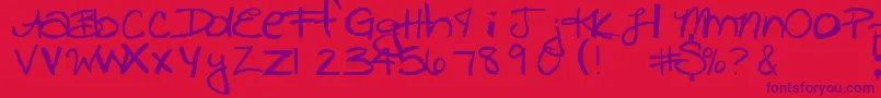 Freckles Font – Purple Fonts on Red Background