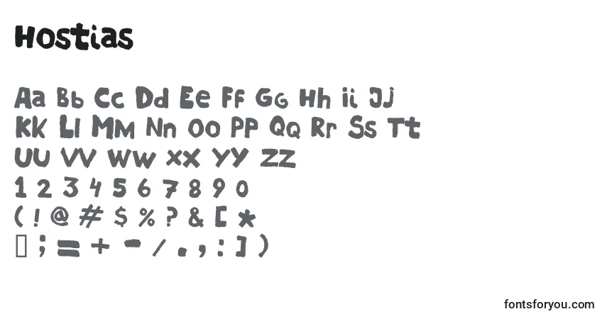 characters of hostias font, letter of hostias font, alphabet of  hostias font