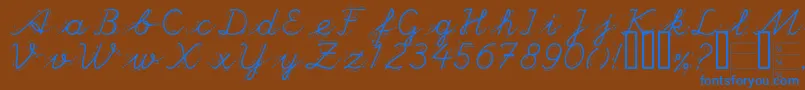 HandGarden Font – Blue Fonts on Brown Background