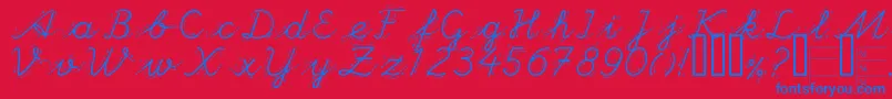 HandGarden Font – Blue Fonts on Red Background