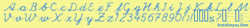 HandGarden Font – Blue Fonts on Yellow Background