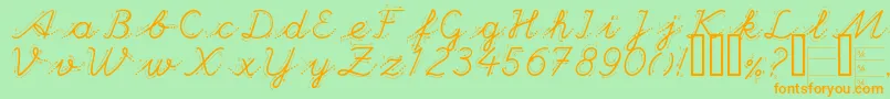 HandGarden Font – Orange Fonts on Green Background