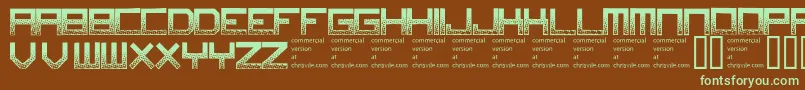 フォントDigitaldisorder – 緑色の文字が茶色の背景にあります。