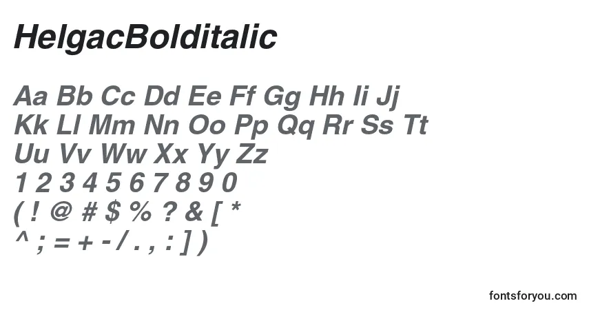 Шрифт HelgacBolditalic – алфавит, цифры, специальные символы