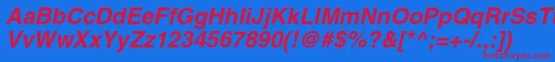 HelgacBolditalic Font – Red Fonts on Blue Background