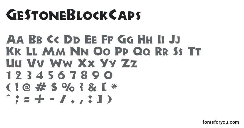 GeStoneBlockCaps-fontti – aakkoset, numerot, erikoismerkit
