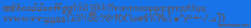 BmdJustKidding Font – Brown Fonts on Blue Background