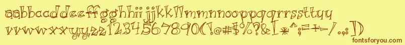 BmdJustKidding Font – Brown Fonts on Yellow Background