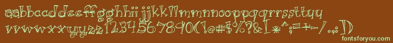 BmdJustKidding-fontti – vihreät fontit ruskealla taustalla