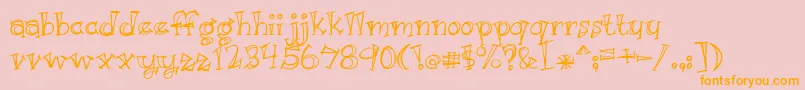 BmdJustKidding-Schriftart – Orangefarbene Schriften auf rosa Hintergrund