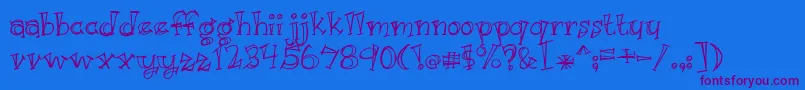 BmdJustKidding Font – Purple Fonts on Blue Background