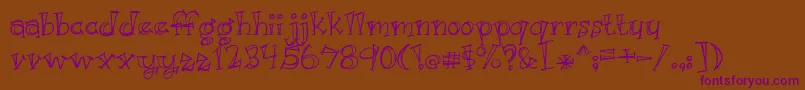 BmdJustKidding-Schriftart – Violette Schriften auf braunem Hintergrund