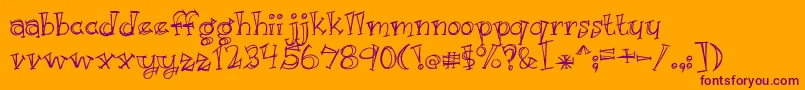 BmdJustKidding Font – Purple Fonts on Orange Background
