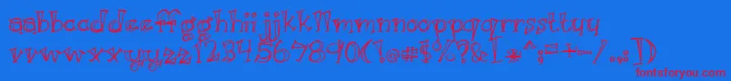 BmdJustKidding-Schriftart – Rote Schriften auf blauem Hintergrund