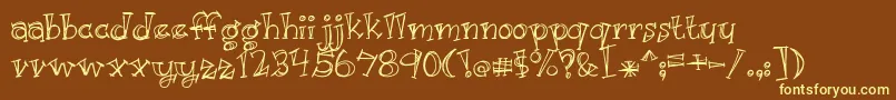 BmdJustKidding Font – Yellow Fonts on Brown Background