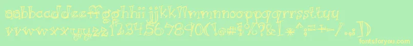 BmdJustKidding Font – Yellow Fonts on Green Background