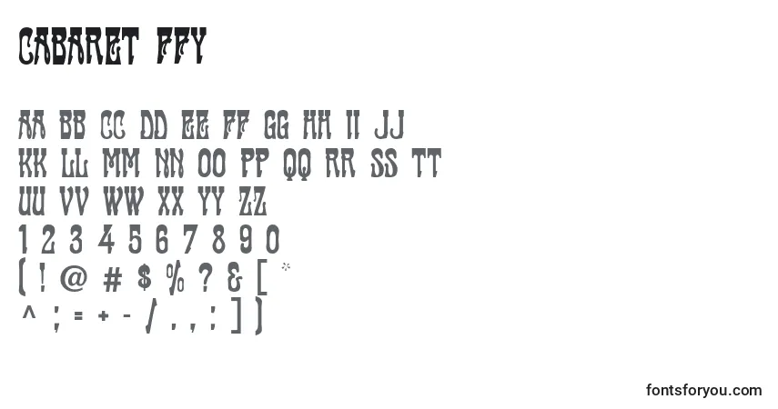 Czcionka Cabaret ffy – alfabet, cyfry, specjalne znaki