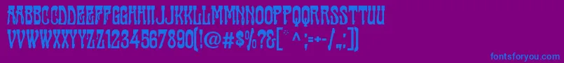 フォントCabaret ffy – 紫色の背景に青い文字