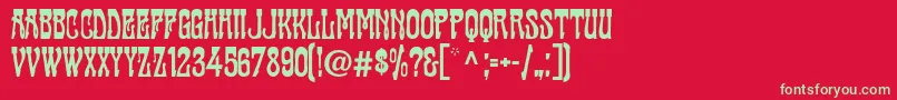 フォントCabaret ffy – 赤い背景に緑の文字