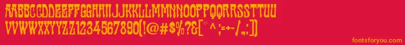 フォントCabaret ffy – 赤い背景にオレンジの文字