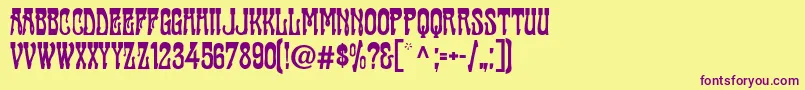 Cabaret ffy Font – Purple Fonts on Yellow Background