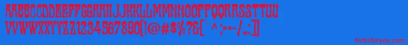 Cabaret ffy-Schriftart – Rote Schriften auf blauem Hintergrund