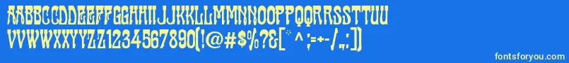フォントCabaret ffy – 黄色の文字、青い背景
