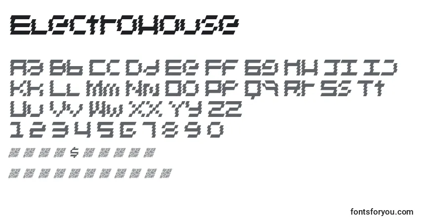 A fonte Electrohouse – alfabeto, números, caracteres especiais