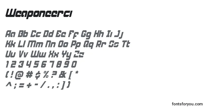 Fuente Weaponeerci - alfabeto, números, caracteres especiales