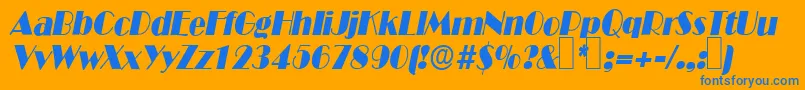 B821DecoItalic Font – Blue Fonts on Orange Background