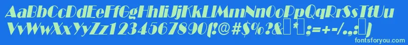 フォントB821DecoItalic – 青い背景に緑のフォント