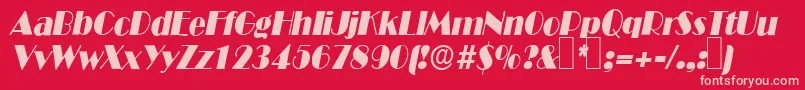 Шрифт B821DecoItalic – розовые шрифты на красном фоне