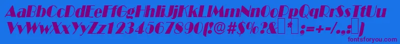 B821DecoItalic Font – Purple Fonts on Blue Background