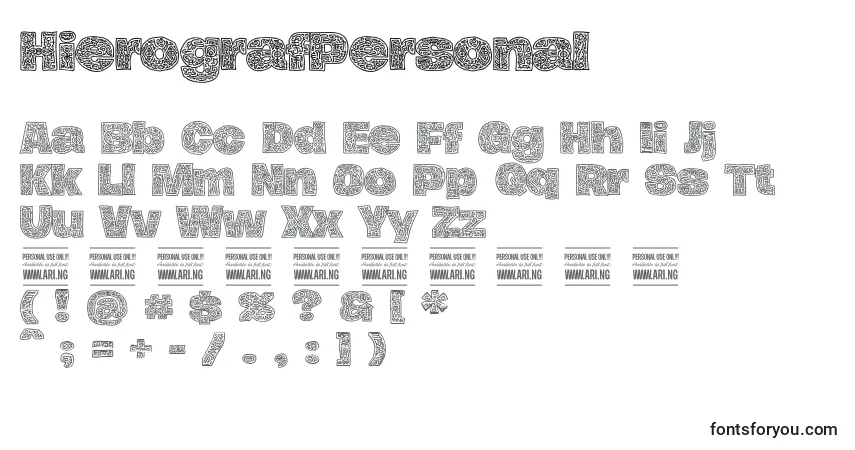 HierografPersonal Font – alphabet, numbers, special characters