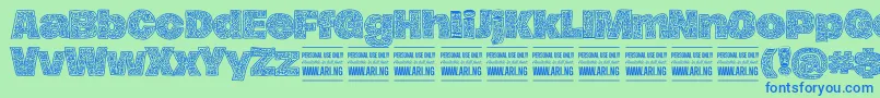 フォントHierografPersonal – 青い文字は緑の背景です。