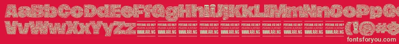 フォントHierografPersonal – 赤い背景に緑の文字