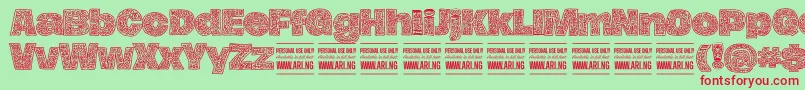 フォントHierografPersonal – 赤い文字の緑の背景