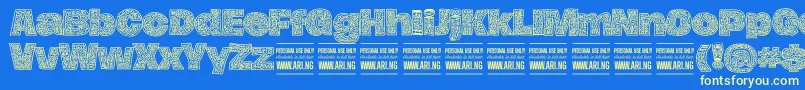 フォントHierografPersonal – 黄色の文字、青い背景